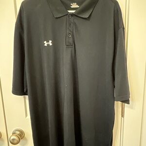 Under Armour Men's Polo Shirt in Black Nylon/Poly Knit Size XXL.